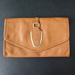 Tan Clutch with Gold Detail